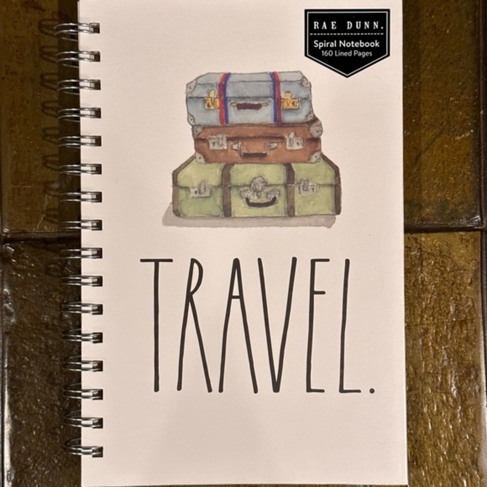 Rae Dunn TRAVEL Stacked Suitcases 160 Lined Pages Spiral Notebook BRAND NEW!!